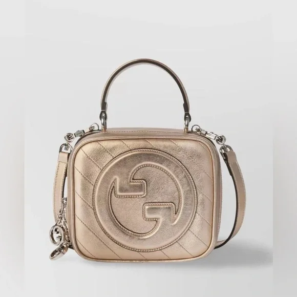 Gucci Blondie Gold Leather Top Handle Bag Rare Metallic Nappa - Picture 2 of 11